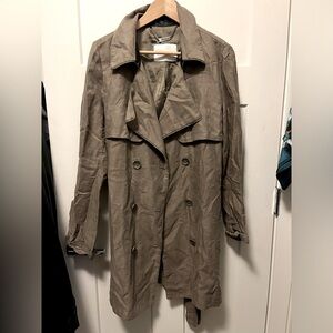 Monk & Lou Linen Trench Coat Size Large